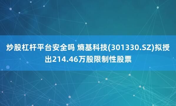 炒股杠杆平台安全吗 熵基科技(301330.SZ)拟授出214.46万股限制性股票