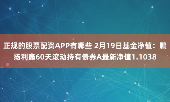 正规的股票配资APP有哪些 2月19日基金净值：鹏扬利鑫60天滚动持有债券A最新净值1.1038